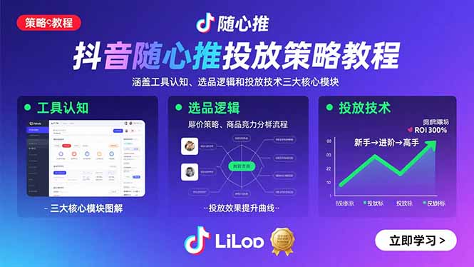 抖音随心推投放策略教程：涵盖工具认知、选品逻辑和投放技术三大核心模块-优创项目网