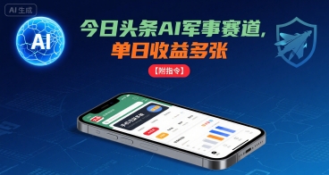 今日头条AI军事赛道，单日收益多张 ，手机可做【附指令】-优创项目网
