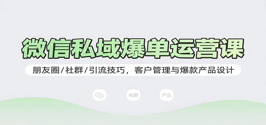 微信私域爆单运营课：朋友圈/社群/引流技巧，客户管理与爆款产品设计-优创项目网
