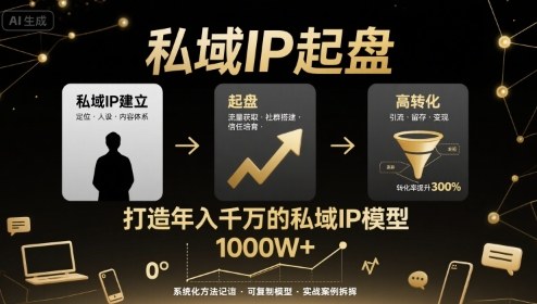 私域IP起盘，私域ip建立、起盘、高转化，打造年入千万的私域ip模型-优创项目网