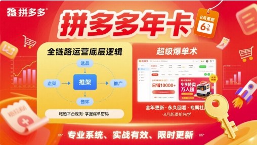 拼多多年卡【8月更新6节】拼多多全链路运营底层逻辑，超级爆单术-优创项目网