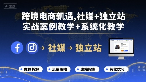 跨境电商新机遇，社媒+独立站，实战案例教学+系统化教学-优创项目网