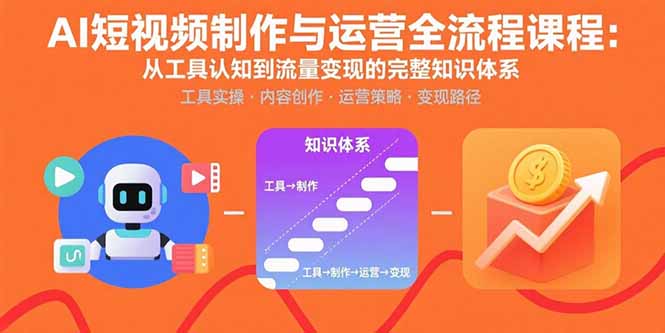 AI短视频制作与运营全流程课程：从工具认知到流量变现的完整知识体系-优创项目网