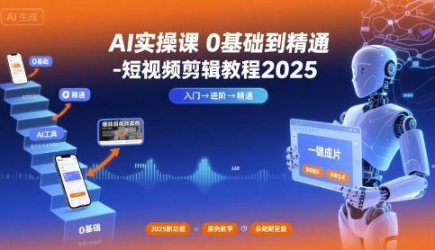 AI实操课0基础到精通-短视频剪辑教程2025-优创项目网