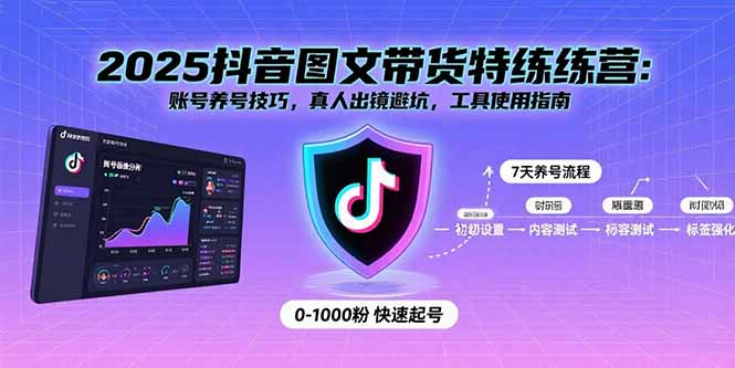 2025抖音图文带货特练营：账号养号技巧，真人出镜避坑，工具使用指南-优创项目网