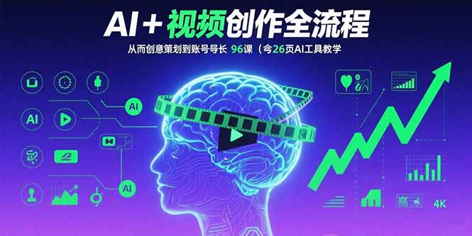 AI+短视频创作全流程：从创意策划到账号增长，96节课(含26项AI工具教学-优创项目网