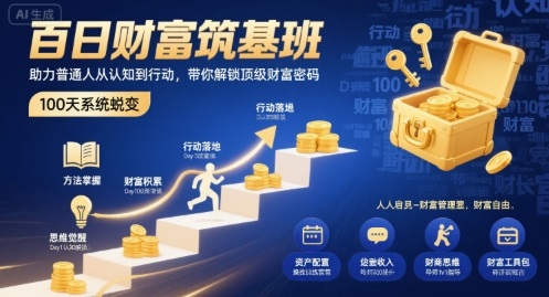 百日财富筑基班，助力普通人从认知到行动，带你解锁顶级财富密码-优创项目网