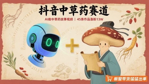 抖音中草药赛道，用AI做中草药故事视频，45条作品涨粉13W，橱窗带货猛猛出单-优创项目网