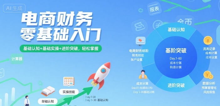 电商财务零基础入门，基础认知+基础实操+进阶突破，轻松掌握-优创项目网