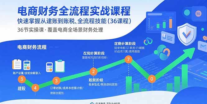 电商财务全流程实战课程：快速掌握从建账到报税的全流程技能(36节课-优创项目网
