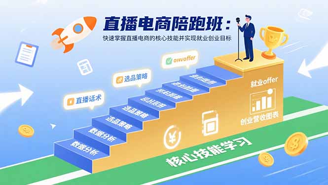 直播电商陪跑班：快速掌握直播电商的核心技能并实现就业/创业目标-优创项目网