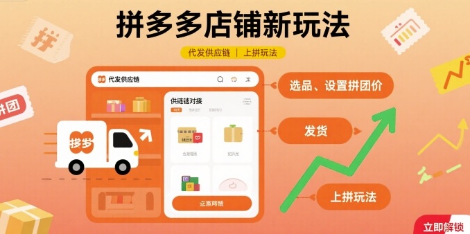 拼多多店铺新玩法，代发供应链上拼玩法-优创项目网