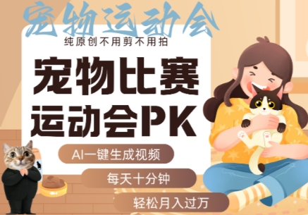 AI一键生成宠物比赛运动会PK视频，纯原创不用剪不用拍，每天十分钟，轻松月入过1W+-优创项目网