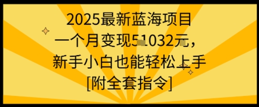 2025最新蓝海项目一个月变现1w+新手小白也能轻松上手【附全套指令】-优创项目网