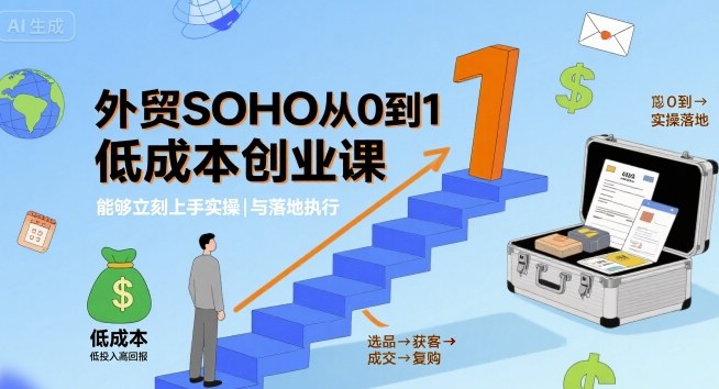 外贸SOHO从0到1低成本创业课，能够立刻上手实操与落地执行-优创项目网