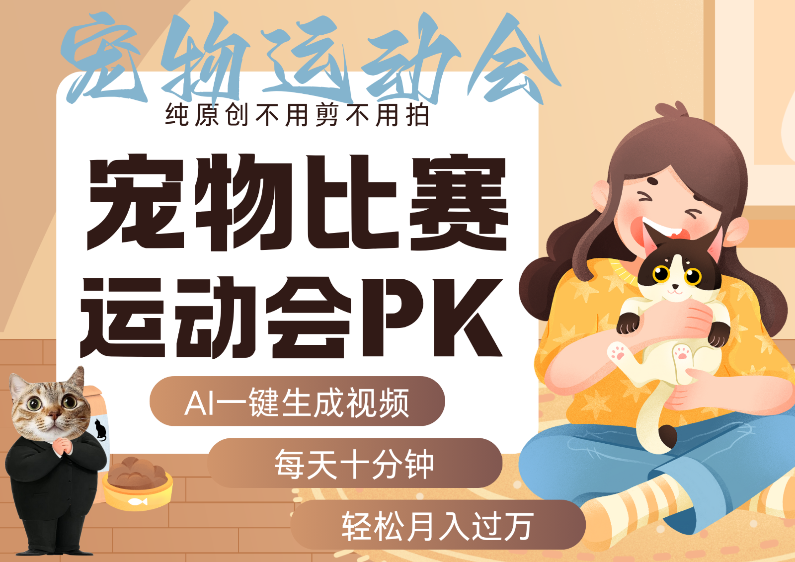 AI萌宠运动员跳水 射击 篮球 足球比赛 每天十分钟 附详细提示词文案库 代替做…-优创项目网