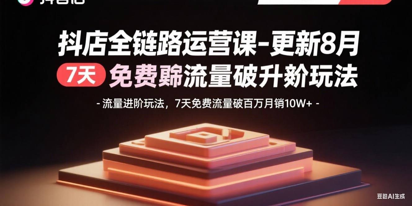 抖店全链路运营课-更新8月：流量进阶玩法，7天免费流量破百万月销10W+-优创项目网