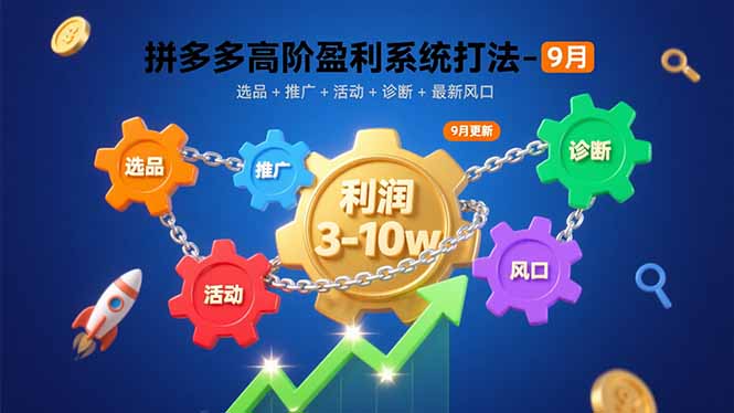 拼多多高阶盈利系统打法-9月：选品+推广+活动+诊断+最新风口，月利润3-10w-优创项目网