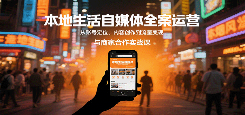 本地生活自媒体全案运营，从账号定位、内容创作到流量变现与商家合作实战课-优创项目网