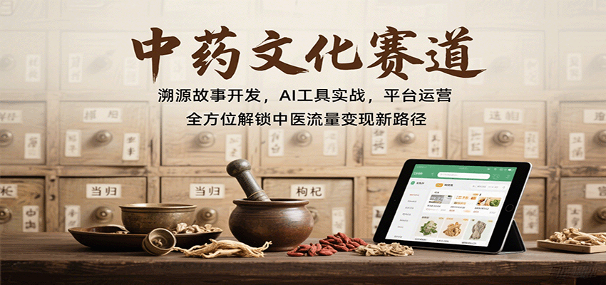 中药文化赛道：溯源故事开发，AI工具实战，平台运营，全方位解锁中医流量变现新路径-优创项目网