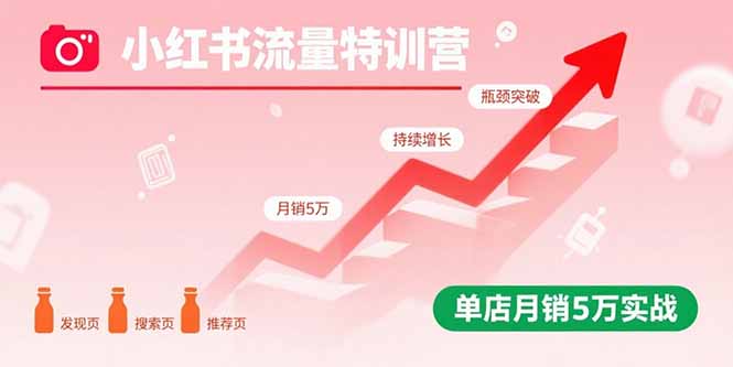小红书流量特训营：突破流量瓶颈，实现店铺持续增长，单店月销5万实战-优创项目网