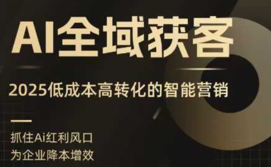 AI全域获客实训营，2025低成本高转化的智能营销，精准找客，高效营销-优创项目网