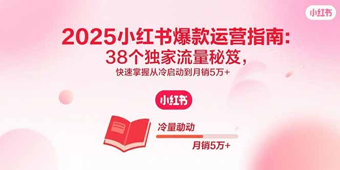 2025小红书爆款运营指南：38个独家流量秘笈，快速掌握从冷启动到月销5万+-优创项目网