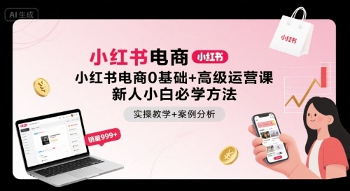 小红书电商0基础+高级运营课，新人小白必学方法，实操教学+案例分析-优创项目网
