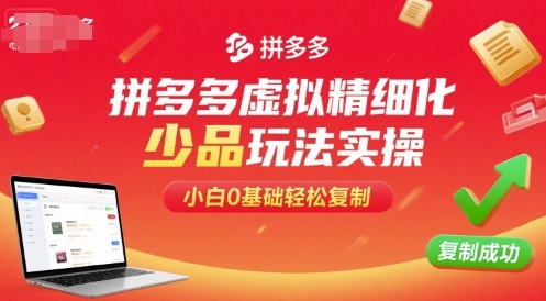 拼多多虚拟精细化少品玩法实操，小白0基础轻松复制-优创项目网