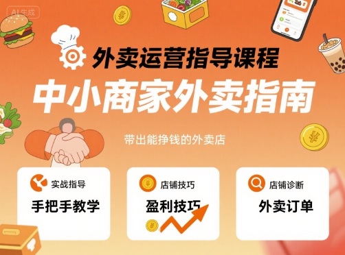 外卖运营指导课程，中小商家外卖指南，手把手带出能挣钱的外卖店-优创项目网