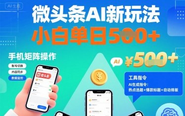 微头条AI新玩法，小白单日5张+，手机可矩阵操作【附工具指令】-优创项目网