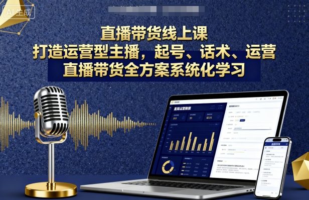 直播带货线上课，打造运营型主播，起号、话术、运营，直播带货全方案系统化学习-优创项目网