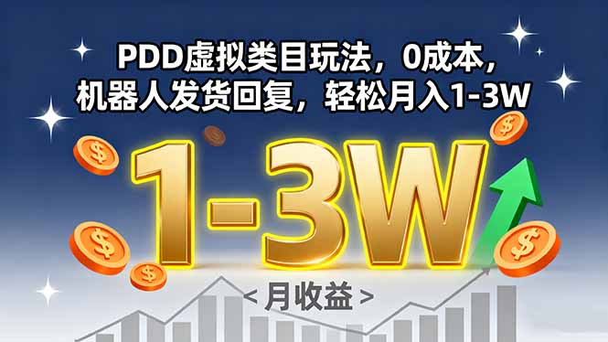 PDD虚拟类目玩法，0成本，机器人发货回复，轻松月入1-3W-优创项目网