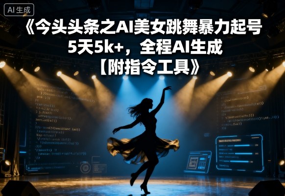 今日头条之AI美女跳舞暴力起号，5天1k+，全程AI生成【附指令工具】-优创项目网