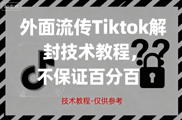 外面流传Tiktok解封技术教程，不保证百分百，具体自测-优创项目网