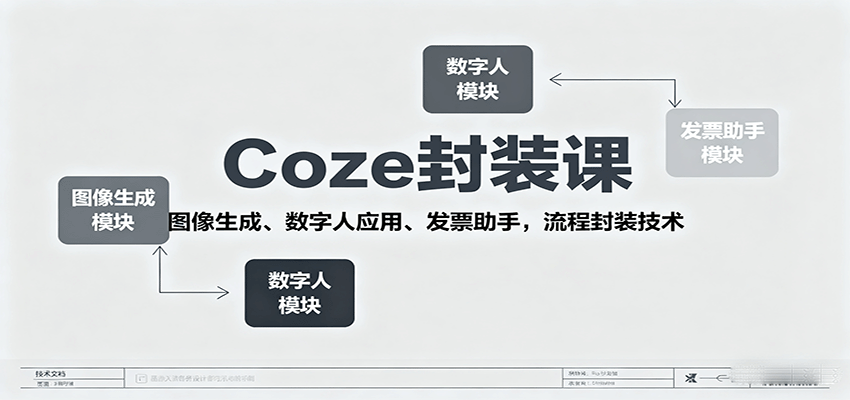 Coze封装课，图像生成、数字人应用、发票助手，流程封装技术-优创项目网