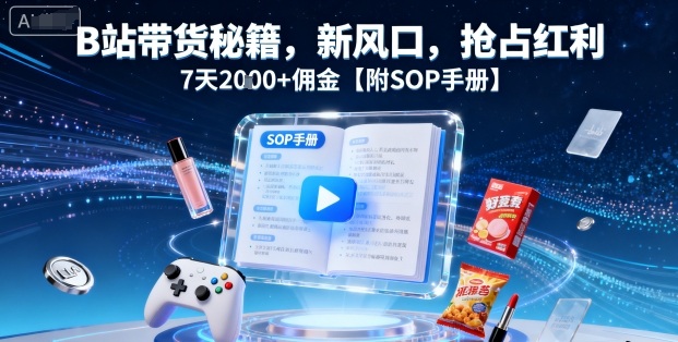 B站带货秘籍，新风口，抢占红利，7天2k+佣金【附SOP手册】-优创项目网