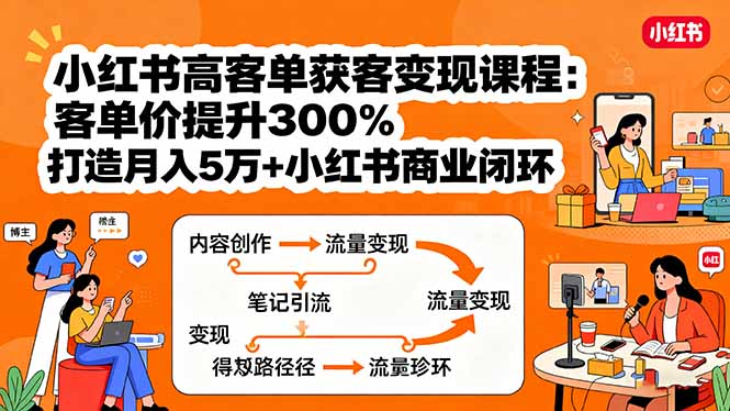 小红书高客单获客变现课程：客单价提升300%，打造月入10万+小红书商业闭环-优创项目网