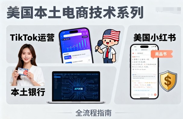美国本土电商技术，Tiktok 运营篇+美国小红书篇+本土银行篇-优创项目网