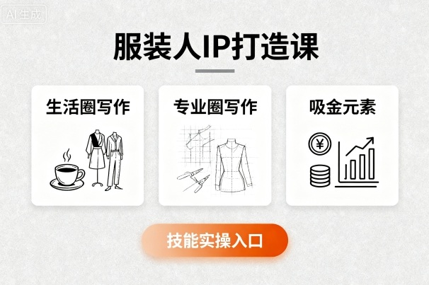 服装人IP打造课，文案创富+生活圈写作+专业圈写作+服装人专属+吸金元素+技能实操-优创项目网