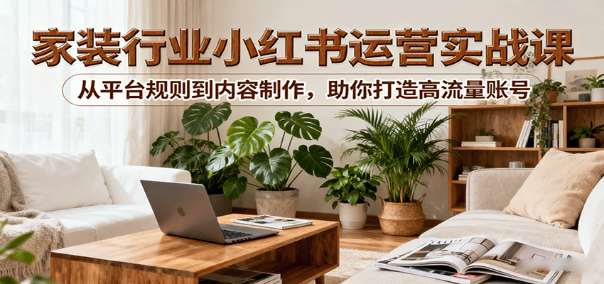 小红书家装行业运营实战课：从平台规则到内容制作，助你打造高流量账号-优创项目网