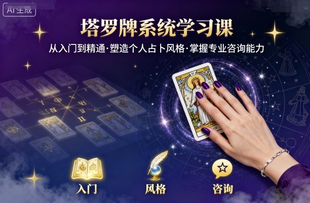 塔罗牌系统学习课，助你从入门到精通，塑造个人占卜风格，掌握专业咨询能力-优创项目网