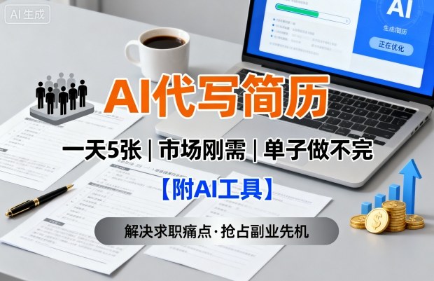 AI代写简历，一天5张，今年找工作难，市场刚需，单子做不完【附AI工具】-优创项目网