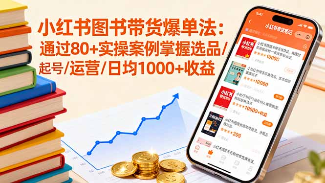 小红书图书带货爆单法：通过80+实操案例掌握选品/起号/运营/日均1000+收益-优创项目网