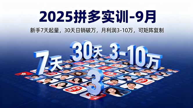 2025拼多多实训-9月：新手7天起量,30天日销破万,月利润3-10万,可矩阵复制-优创项目网