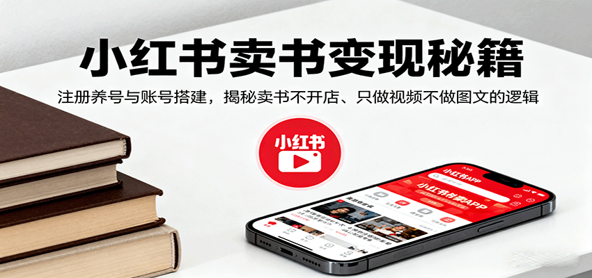 小红书卖书变现秘籍，注册养号与账号搭建，揭秘卖书不开店、只做视频不做图文的逻辑-优创项目网