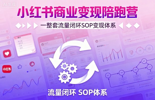 小红书商业变现陪跑营，轻IP矩阵 私域获客 聚光投流，一整套流量闭环SOP变现体系-优创项目网