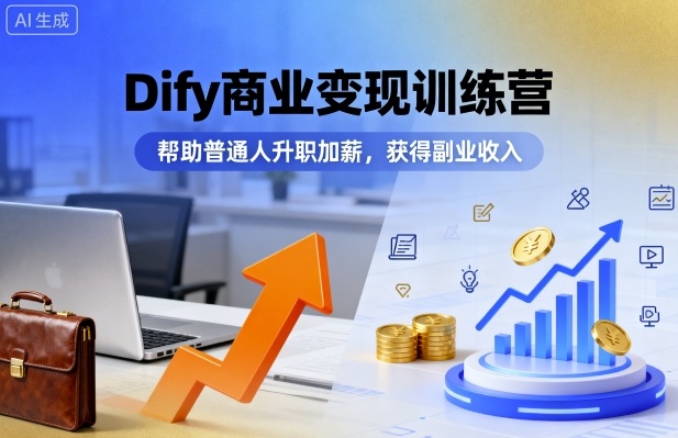 Dify商业变现训练营，帮助普通人升职加薪，获得副业收入-优创项目网