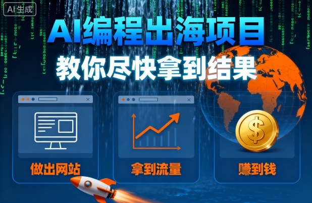 AI编程出海项目，教你尽快拿到结果-做出网站、拿到流量、賺到钱-优创项目网
