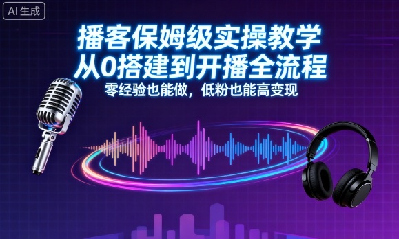 播客保姆级实操教学，从0搭建到开播全流程，零经验也能做，低粉也能高变现-优创项目网